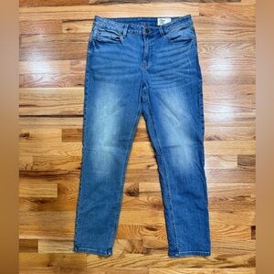 Cosmic Blue Love straight leg jeans for women. EUC